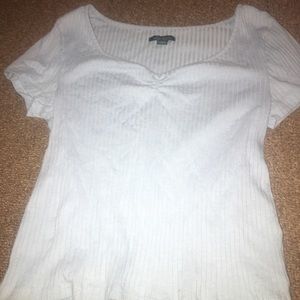 Blue shirt with scrunch on the top.